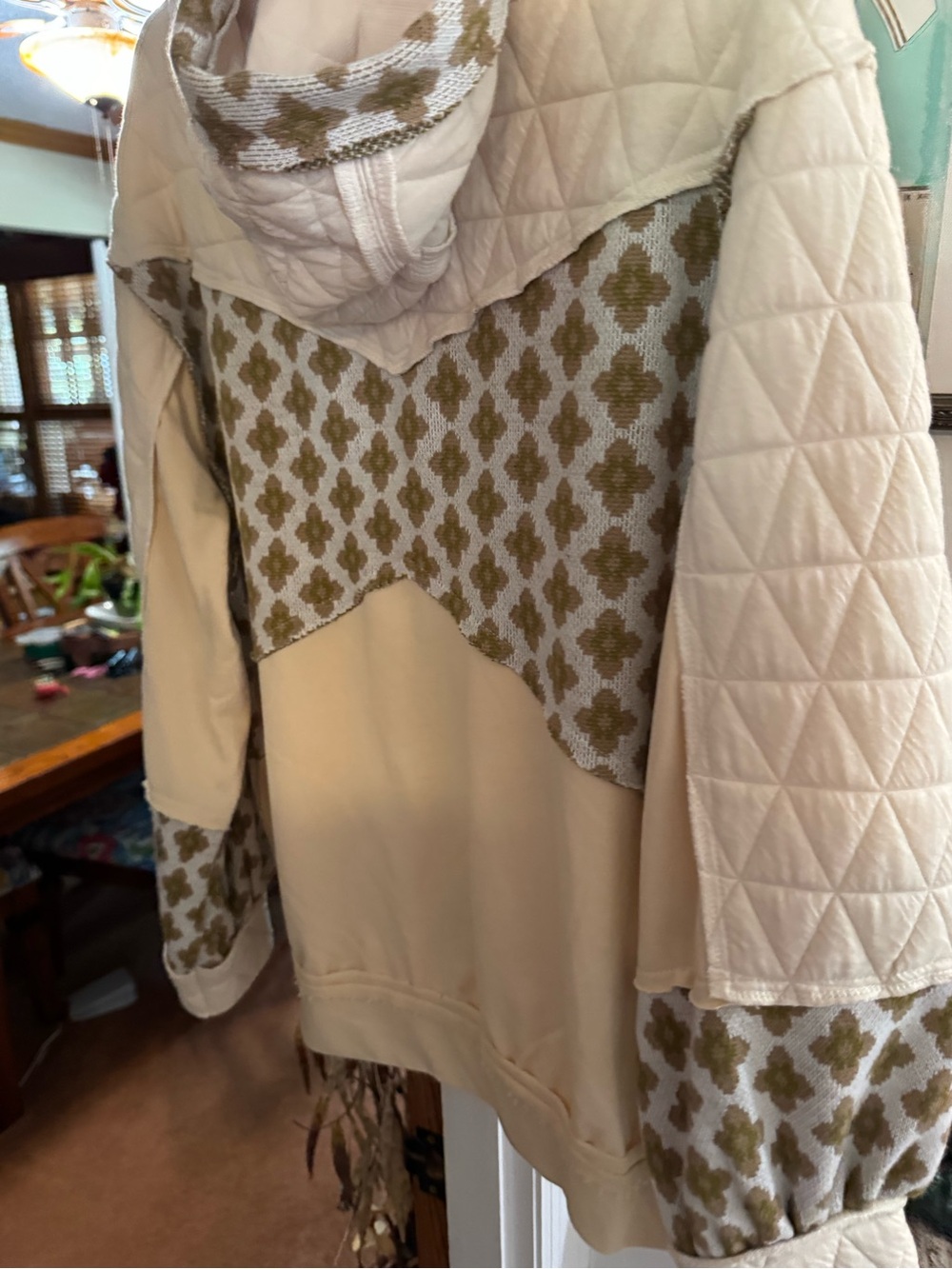 Pol Cream Zip Hoodie with Olive Pattern Details - Picture 6 of 6